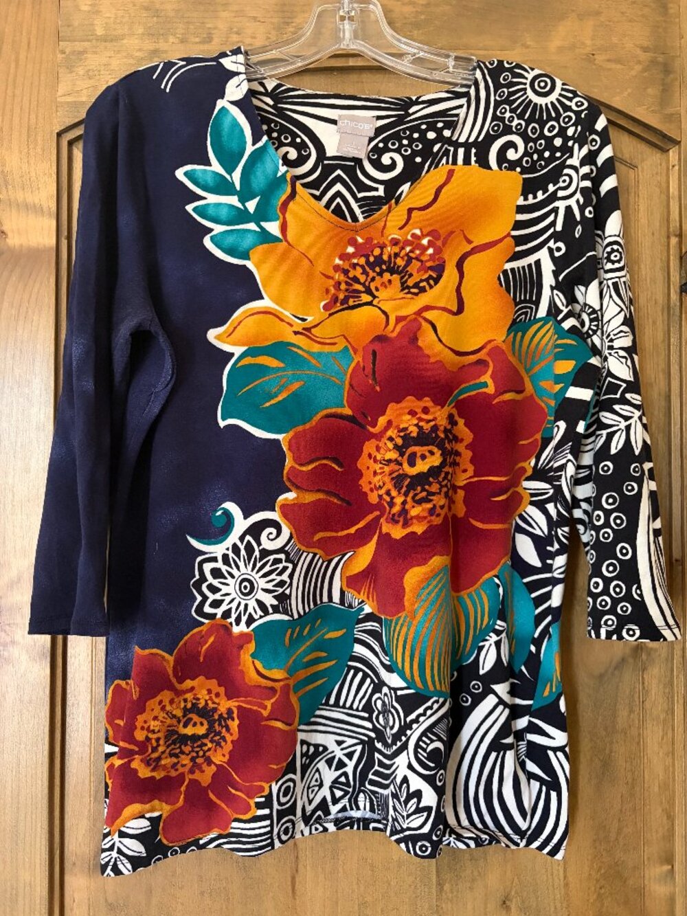 Chico's pullover v neck floral top-fall colors! Size 1 or medium